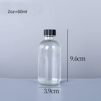 En stock Bouteilles de jus rondes en verre transparent Boston 60ml 120ml 250ml Petits shots bien-être de 2oz Coups de jus de gingembre avec couvercle hermétique