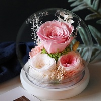 Cadeau idéal pour les meilleurs amis, mariage, anniversaire, garçons, filles : fleur préservée sous cloche en verre, fleur séchée pour la Saint-Valentin, Noël, remise de diplôme