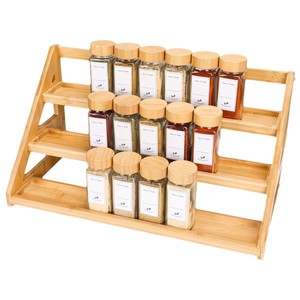 Solid Wood <b>Spice</b> <b>Rack</b> Kitchen Countertop Multi Layer Tiered Storage <b>For</b> Glass <b>Jars</b> Minimalist Design - Product Image 5