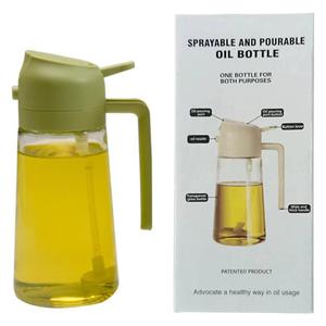 Bouteille Distributrice d'Huile d'Olive en Verre pour Cuisine 2-en-1 : Bouteille d'Huile et Pulvérisateur de Cuisine 16oz en Verre Vert Foncé Premium - Product Image 5