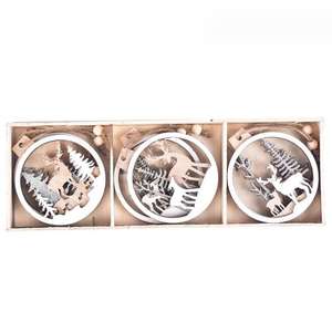 Renne en bois Père Noël Bonhomme De Neige Boule De Noël Décoration Suspendue Arbre De Noël Ornement Décoration - Product Image 3