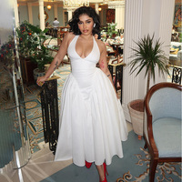 Nouvelle Collection Printemps-Été 2025 : Robe Longue de Soirée Formelle Femme, Couleur Unie, Col Halter, Coupe Sexy Évasée