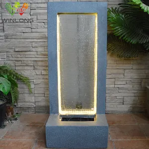 Heiße künstliche Glasfaser Indoor Outdoor Garten Wasser Bildschirm Spiegel Glaswand Wasserfall Brunnen Funktion mit LED-Lichterkette