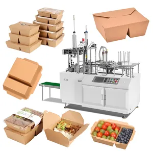Machines de fabrication de boîtes en papier artisanales automatiques Boîte en carton à déjeuner à emporter formant la machine