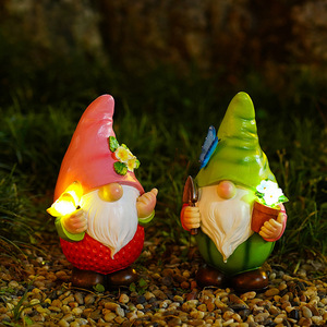 [Offre Spéciale] Décoration Lumineuse Solaire <span class=keywords><strong>de</strong></span> Jardin Extérieur en Résine, Ornement Gnome Spirituel pour Cour, Idéal pour l'Exportation - Product Image 1