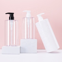 Bouteilles cylindriques vides en plastique de 1 litre avec logo personnalisé pour shampoing, après-shampoing et savon liquide cosmétique, en vrac