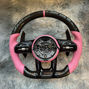 Volante de Fibra de Carbono YLC para <span class=keywords><strong>Mercedes</strong></span> <span class=keywords><strong>Benz</strong></span> A35 A45 C63 C43 E53 E63 G63 G500 G55 <span class=keywords><strong>AMG</strong></span> GT S63 GLE63 GLA45 W223 - Product Image 5