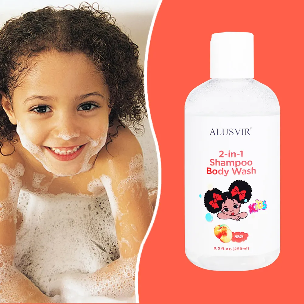 Kinder Haarpflege Kit Produkte Natürliche Frucht Parfümierte Feuchtigkeit spendende Pflege Erfrischendes Haar Shampoo Und Waschen 2 In 1 Private Label