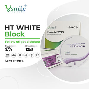 บล็อกเซอร์โคเนีย Vsmile HT ขนาด 98/95 มม. ระบบเปิด สำหรับงานกัด CADCAM ทางทันตกรรม ใช้สำหรับทำคอปปิ้ง ฟูลอาร์ช อะบิวเมนท์ และครอบฟัน  ความแข็งแรงในการงอ 1200Mpa - Product Image 3