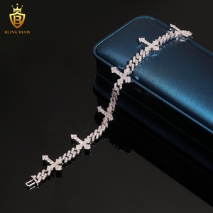 Bracciale a catena cubana con croce in argento sterling 925 da 6 mm, stile hip hop, per uomo e donna, con moissanite VVS1, certificato GRA - Product Image 3