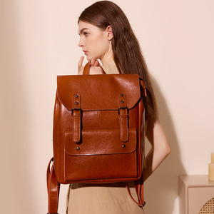 Sac à <span class=keywords><strong>Dos</strong></span> Femme Rétro Cuir Véritable Sac Scolaire Pour Femmes Ordinateur Sac Épaule Fabrication Gros Marque Personnalisée - Product Image 6