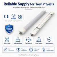 Reglette LED étanche Tri-proof Light UKCA, design exclusif, 36W 46W 4FT, luminaire linéaire à montage en surface, AC220-240V, montage rapide, IP65
