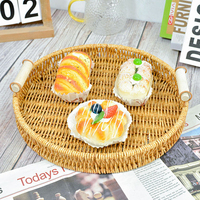 Panier de rangement pour snacks et aliments en gros Plateau en rotin Panier en rotin de finition de bureau pour la maison