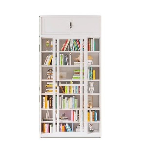 Librería Moderna de Acero y Hierro de Lujo para Sala de Estar <span class=keywords><strong>con</strong></span> Puerta Corredera de Vidrio, Vitrina <span class=keywords><strong>con</strong></span> Estantes Ajustables y Cerradura - Product Image 1
