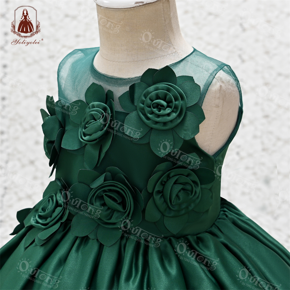 Yoliyolei комплекты для малышей 0-2 лет, бальные платья с круглым вырезом, 100% хлопок, платье для девочки, официальный костюм/