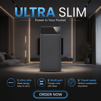 Vente en gros d'usine, batterie externe Li-polymère 10000mAh 22.5W PD avec écran LED, double USB C, mince, portable, pour utilisation en extérieur, chargeur avec logo OEM