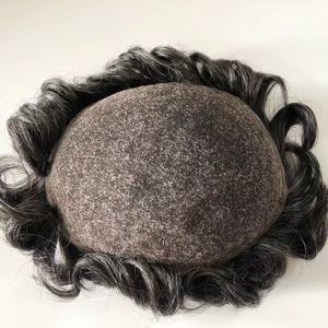 Vendita calda naturale invisibile pizzo pieno pizzo personalizzato 1 b40 colore nero <span class=keywords><strong>con</strong></span> capelli umani grigiastro uomo <span class=keywords><strong>parrucca</strong></span> sistema di capelli Toupee per gli <span class=keywords><strong>uomini</strong></span> - Product Image 2