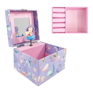 Boîte à <span class=keywords><strong>musique</strong></span> à manivelle Yiyu avec miroir rotatif, boîte à bijoux sirène pour bagues, cadeau personnalisé, mélodie personnalisable, MDF écologique - Product Image 4