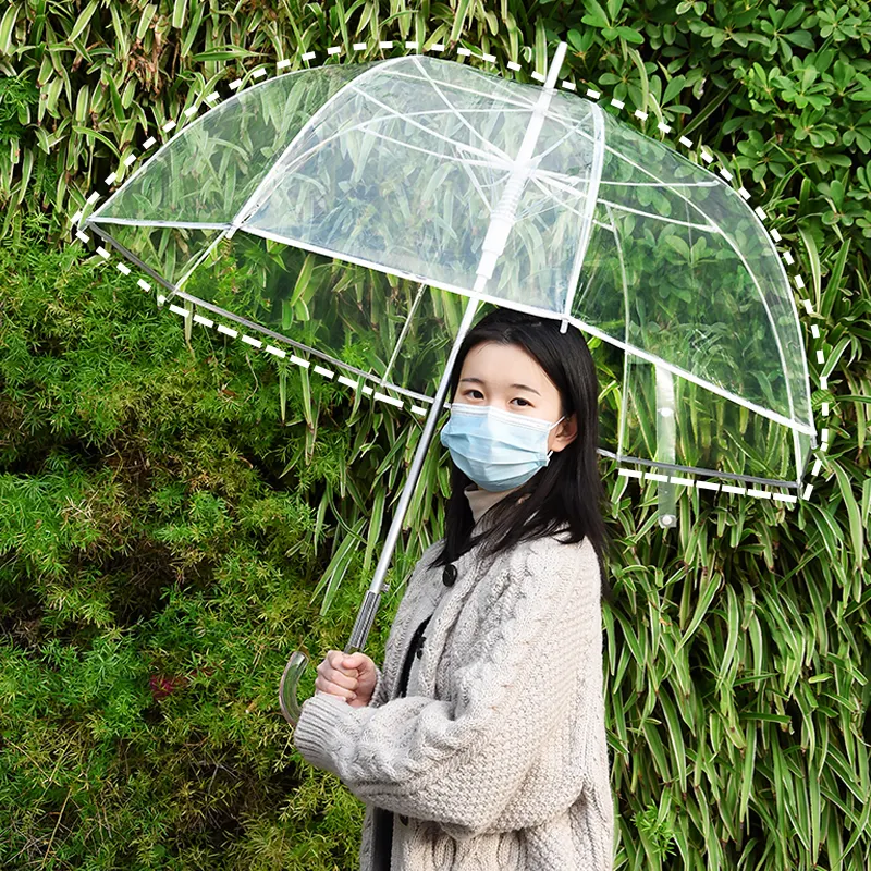 Paraguas transparente con logotipo personalizado, sombrilla transparente de 25 pulgadas poe, para novia, hecho en Dong