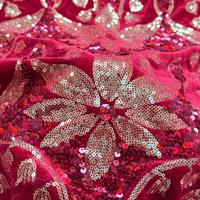 Tissu en dentelle de velours de luxe de haute qualité avec des paillettes, tissu en dentelle à sequins africain en gros pour robe de mariée
