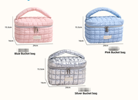 Sac fourre-tout matelassé à motif carré poli, grande capacité avec compartiments, sac de maquillage portable
