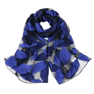 New leaf spring and autumn Korean version of organza cut flower scarf cotton and linen women