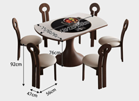 Ensemble de table à manger ronde multifonctionnelle avec plateau tournant et cuisinière à induction intégrée pour la maison, la cuisine et le restaurant