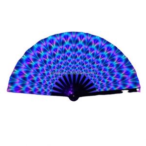 Abanicos Plegables de Bambú Negro Resistentes de 33 cm, Abanico Grande para Fiestas y Baile con Logotipo Personalizado Impreso - Product Image 6