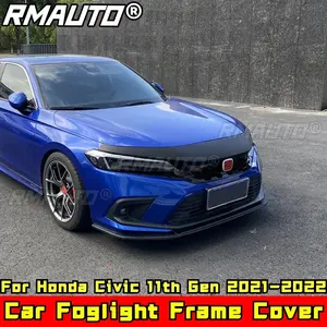 Pour Honda Civic 11ème génération 2021-2022, kit carrosserie, cadre de phare antibrouillard, couvercle de phare antibrouillard noir brillant, accessoires de voiture - Product Image 2