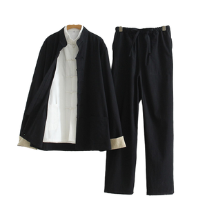 Conjunto de Camisa y Pantalones de Manga Larga Estilo Retro Chino Tradicional para Hombre, Secado Rápido, Color Personalizado de Primavera - Product Image 4