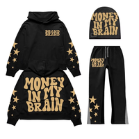 Ensemble de survêtement sportif pour homme personnalisé, 400 g/m², avec pantalon évasé et sweat à capuche, impression numérique sérigraphiée