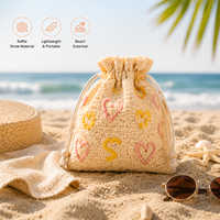 Pochette personnalisable en raphia tressé pour l'été, sac en paille crocheté à la main avec doublure en coton pour femme