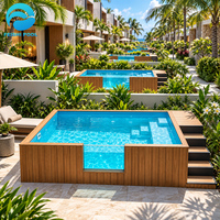 Piscine hors sol en fibre de verre avec jacuzzi et spa, mosaïque exclusive pour soirées en famille, fenêtre transparente, 20 pieds x 40 pieds