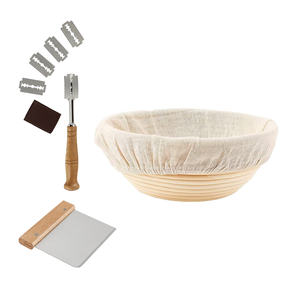 Pão Massa Reprovando Rising Rattan Basket <span class=keywords><strong>Liner</strong></span> para <span class=keywords><strong>Baking</strong></span> Bread Making Handmade Round Rattan Bread Reofing Basket Set - Product Image 5