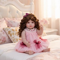 Poupée bébé reborn en silicone bon marché de 22 pouces, neuve, avec des fleurs roses peintes, finition peinte, pour les filles, jouets pour enfants