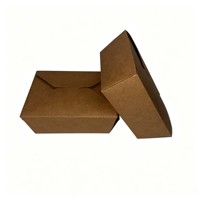 Biologisch abbaubare braune Kraftpapierbox mit individuellem Logo, lebensmittelechte Einwegverpackung für Restaurants zum Mitnehmen