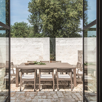 Meubles de jardin, table et chaises 10 places, ensemble de salle à manger en teck d'extérieur, meubles d'extérieur modernes