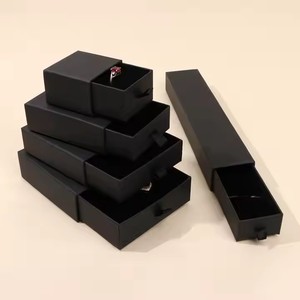 Packbloom bán buôn Đồng bằng màu đen đồ trang sức trong hộp quà Tặng số lượng lớn Trung Quốc giá rẻ giấy bán Unbranded tùy chỉnh thực hiện hộp với bọt và nắp - Product Image 5