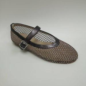 OEM ODM Women's Flat Bottom Ballet Shoes New European American Fishnet Hollow Design Summer Fashion Trend Women's Shoes Shallow - Product Image 4