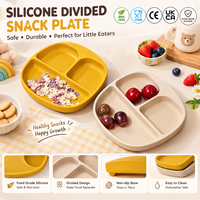 Assiette pour bébé en silicone de qualité alimentaire, 3 compartiments, plateau d'alimentation pour tout-petits, sans BPA, durable, facile à nettoyer, vaisselle
