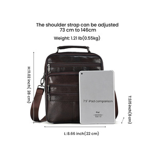 Sac messager en cuir véritable Dujiang pour homme, grande capacité, sac bandoulière vertical, durable, couleur unie, style professionnel - Product Image 4