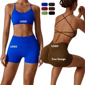 2024 Women Seamless Beauty Back Active Suit Quick Dry Tight Sports Fitness Clothing Daily Running Riding Short Yoga Wear Sets