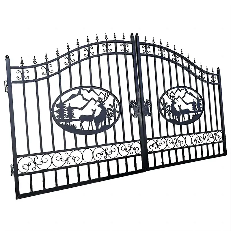 La fabbrica vende alta qualità all'aperto di grande design moderno nuovo design in ferro battuto cancello principale del cancello in ferro battuto