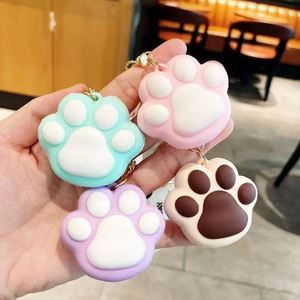 Cartoon Creative Cat Paw Keychain Cute Silicone Rubber Girly Heart <b>Key</b> <b>Ring</b> for <b>Cars</b> Backpacks Decoration PVC Material Promotion - Product Image 4
