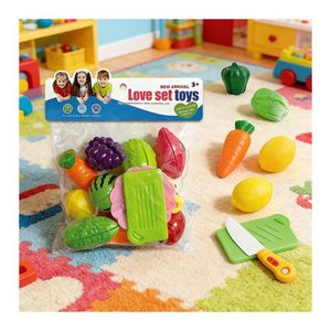 Ensemble de jouets d'imitation pour enfants : fruits et légumes à découper, cuisine, jeu de rôle, éducatif, sensoriel, jouets en plastique - Product Image 2