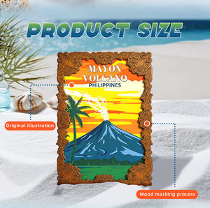 Cadre photo en bois philippin, aimant de réfrigérateur, tuile magnétique à thème <span class=keywords><strong>volcan</strong></span> Mayon, Boracay, Palawan, souvenir de voyage, cadeau décoratif - Product Image 2