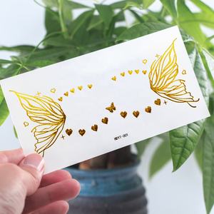 Adesivi Temporanei per Occhi a Forma di <span class=keywords><strong>Farfalla</strong></span> Dorata All'Ingrosso, Tatuaggi Personalizzabili Ipoallergenici in Foglia Metallica per Feste - Product Image 1