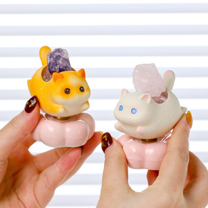 Figurines de chatons en cristal mignonnes, 4 pièces, décoration de bureau en résine, cadeau de bureau Feng Shui - Product Image 4