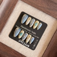 Ongles en acrylique 3D personnalisés faits à la main, de luxe, en forme d'amande, avec pointe en diamant, 10 pièces, faux ongles français de créateur