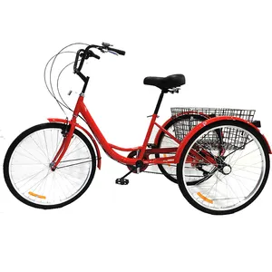 Factory sales high carbon steel 26 inch 7 speed 3 wheels pedicab rickshaw tricycle with basket